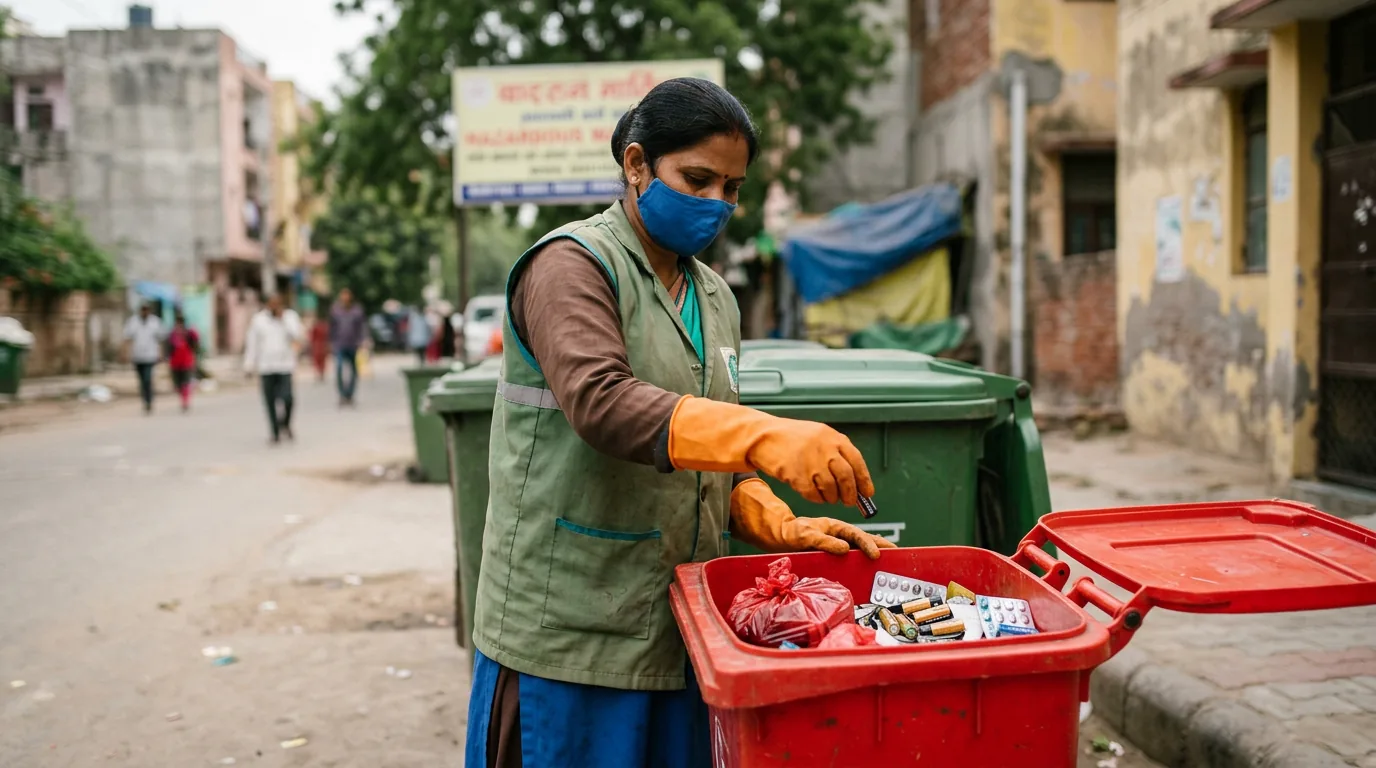 Domestic hazardous and sanitary waste kept separate at home
