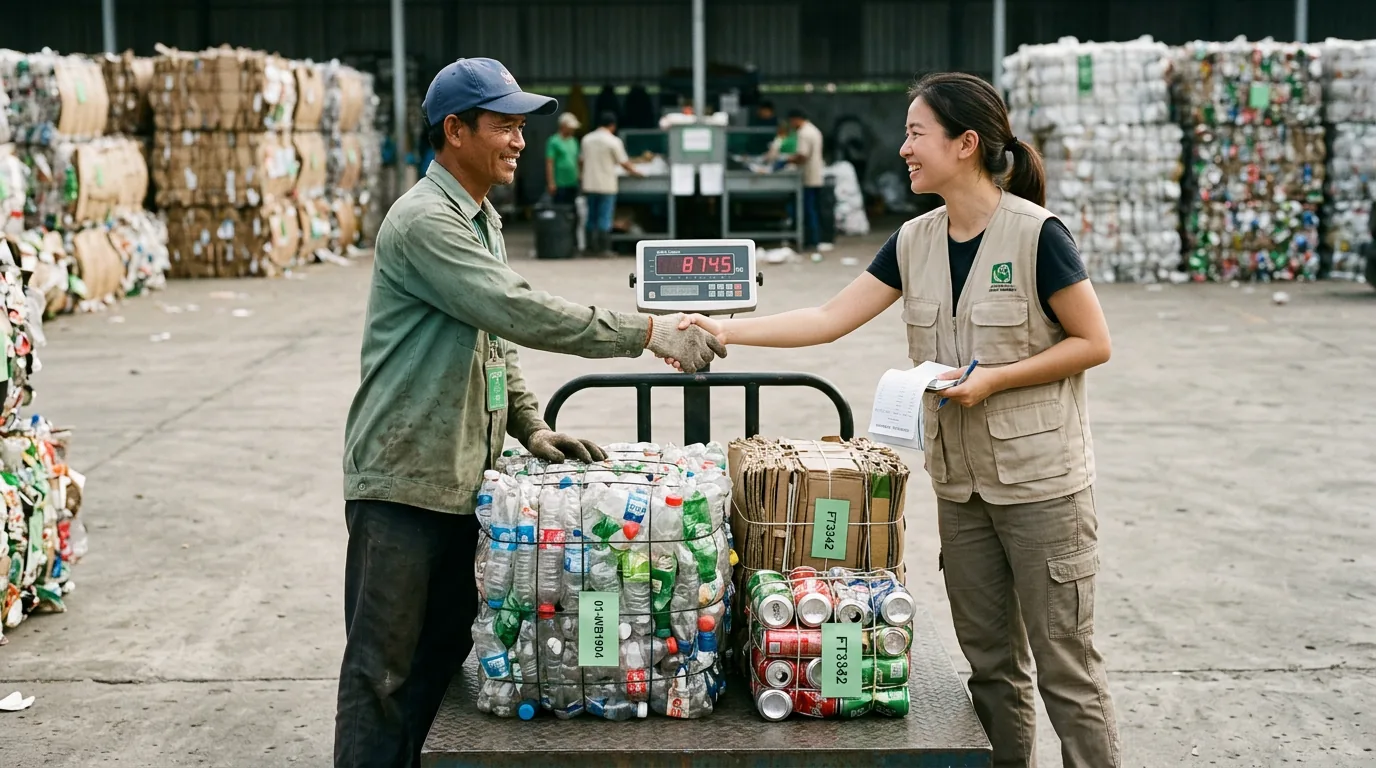 Traceable recyclable supply chain paying informal workers a fair price