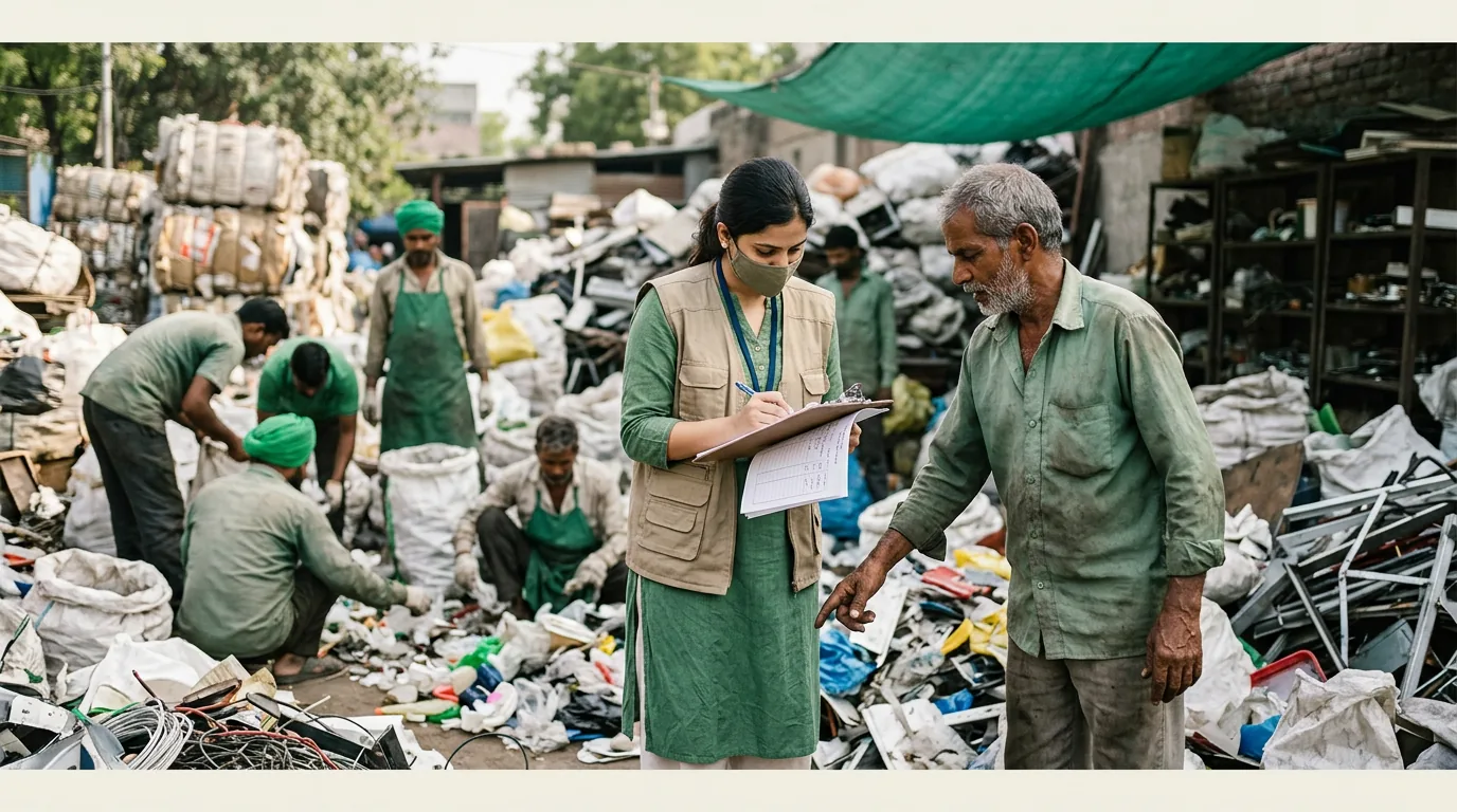 Informal-sector waste workers at a facility