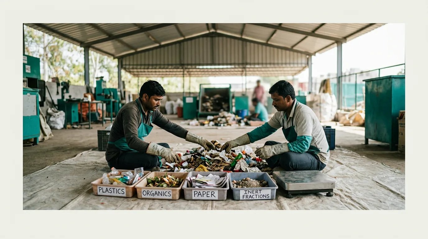 Segregated waste streams sorted into categories