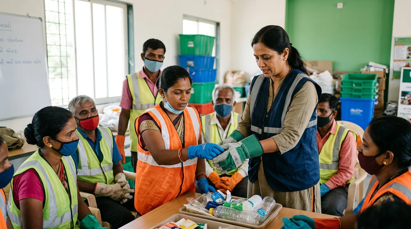 Waste-pickers learning safer sorting and grading skills in training